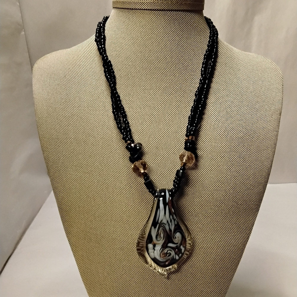 Hand Blown Art Glass Pendant 18 Inch Necklace
